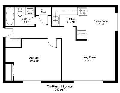 Plaza 1 bedroom apartment plan